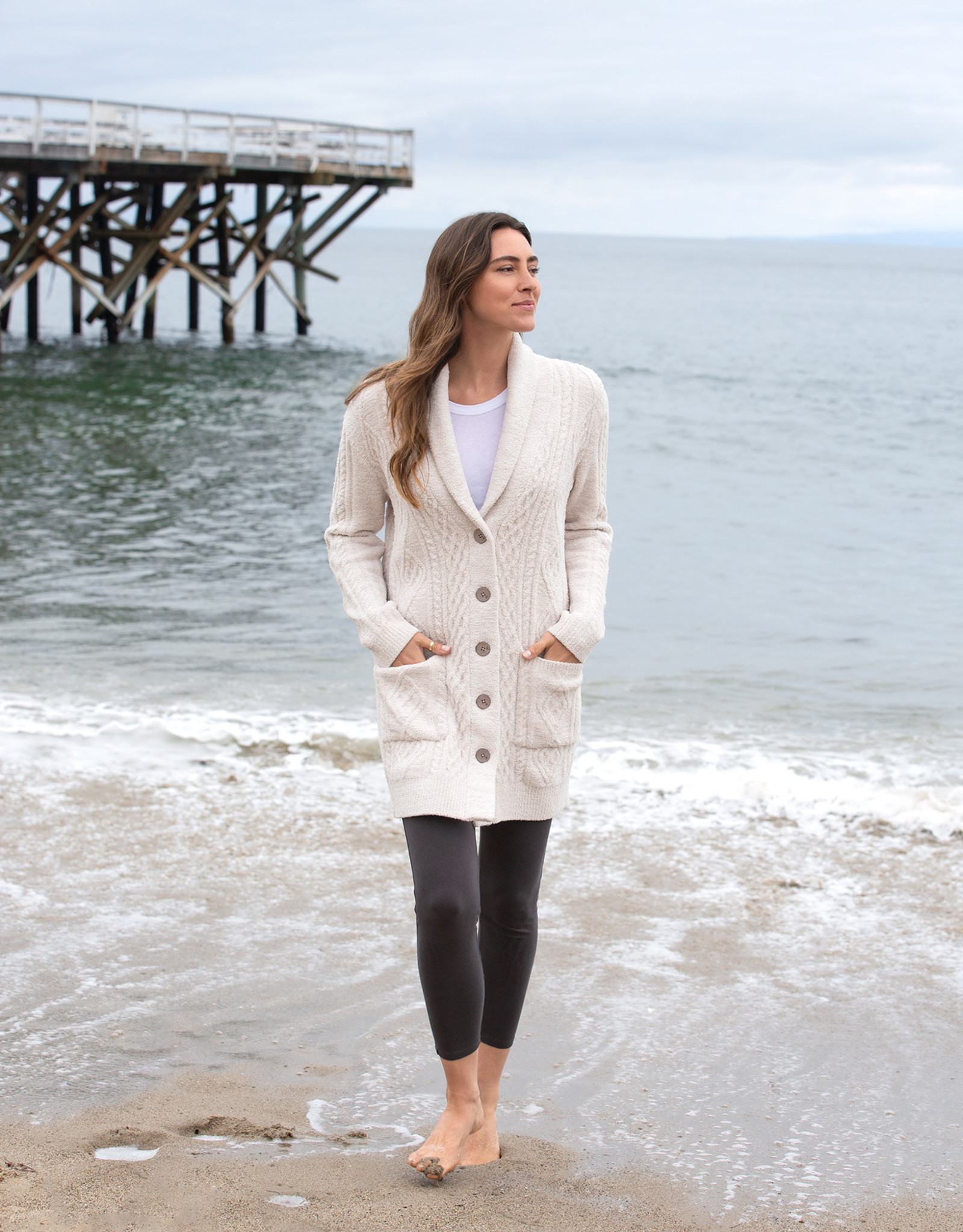 barefoot dreams aran cardigan