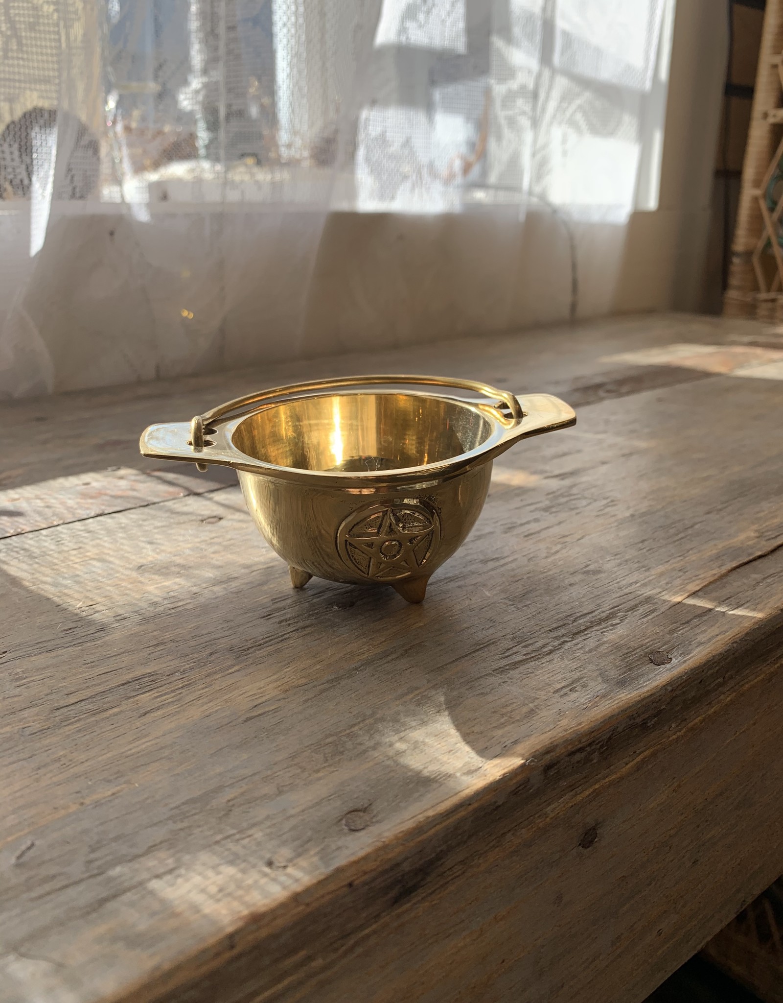 Pentacle Solid Brass Cauldron 3"D