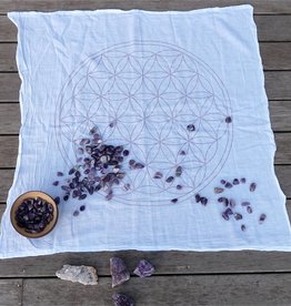 *Crystal Grids *XL Flower of Life - White Ink - Crystal Grid Cloth