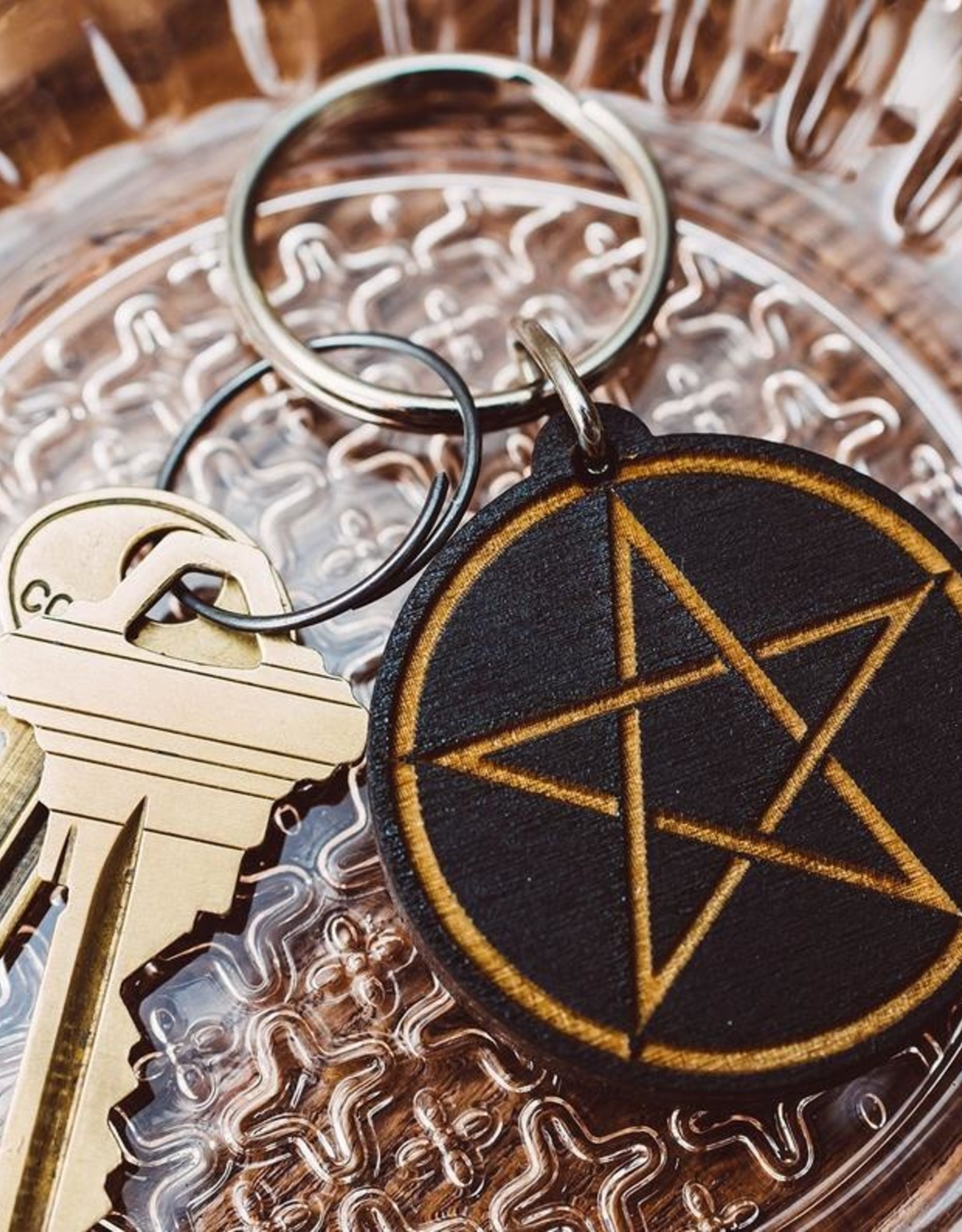 *Pentagram Wooden Keychain