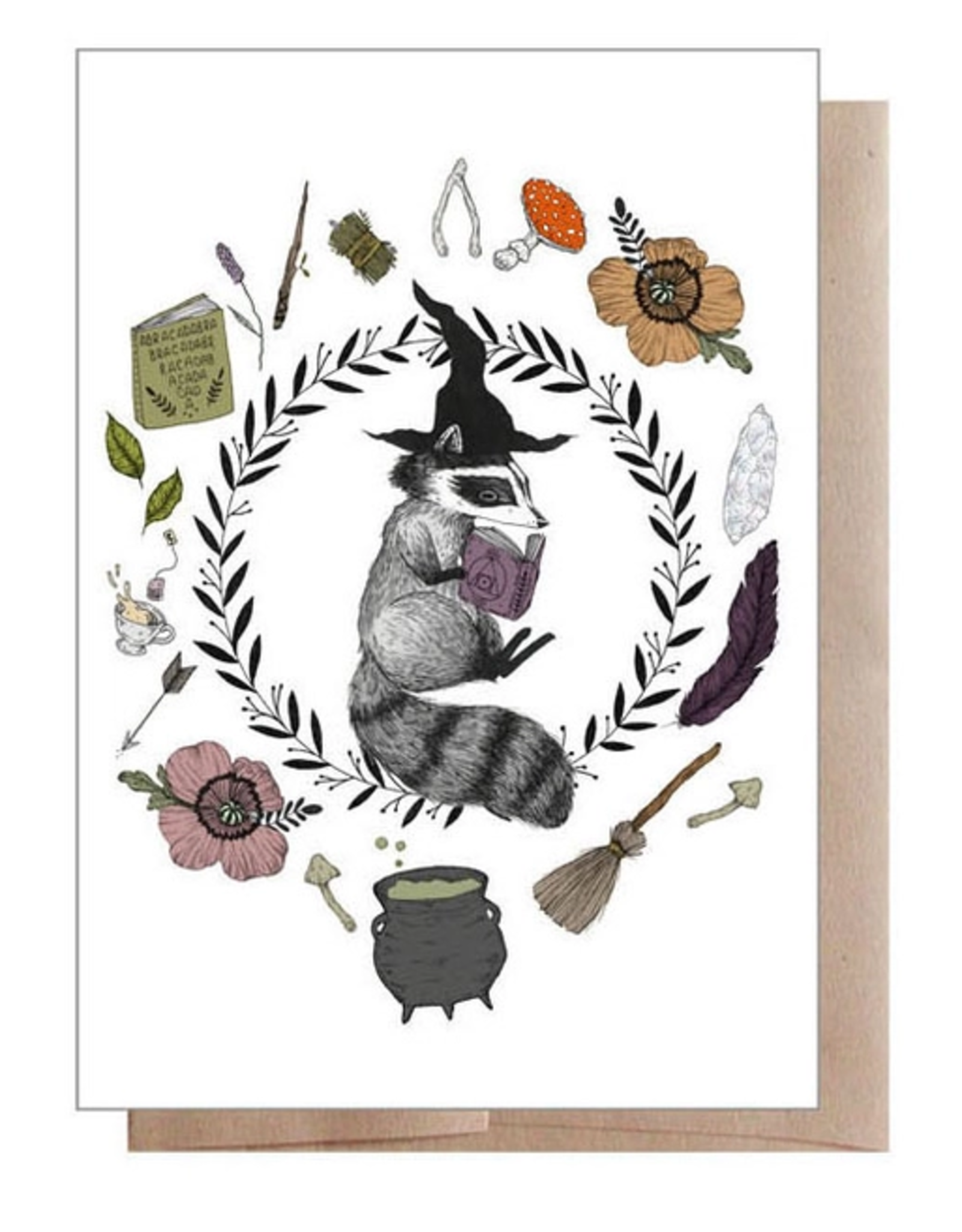 Marika Paz Illustration Magic Student Raccoon Greeting Card