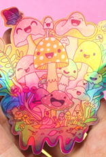 Happy Mushroom Psychedelic Vinyl Sticker (Holographic)