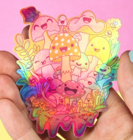 Happy Mushroom Psychedelic Vinyl Sticker (Holographic)