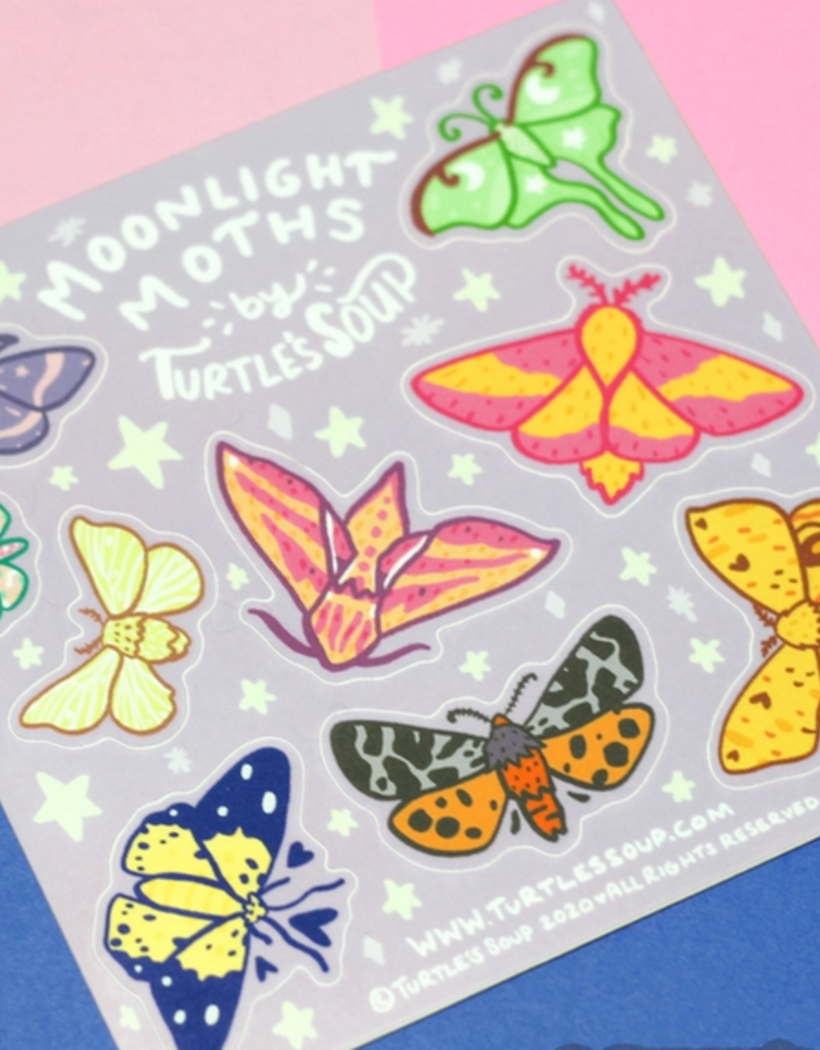 Turtle's Soup Moonlight Moths Vinyl Sticker Sheet