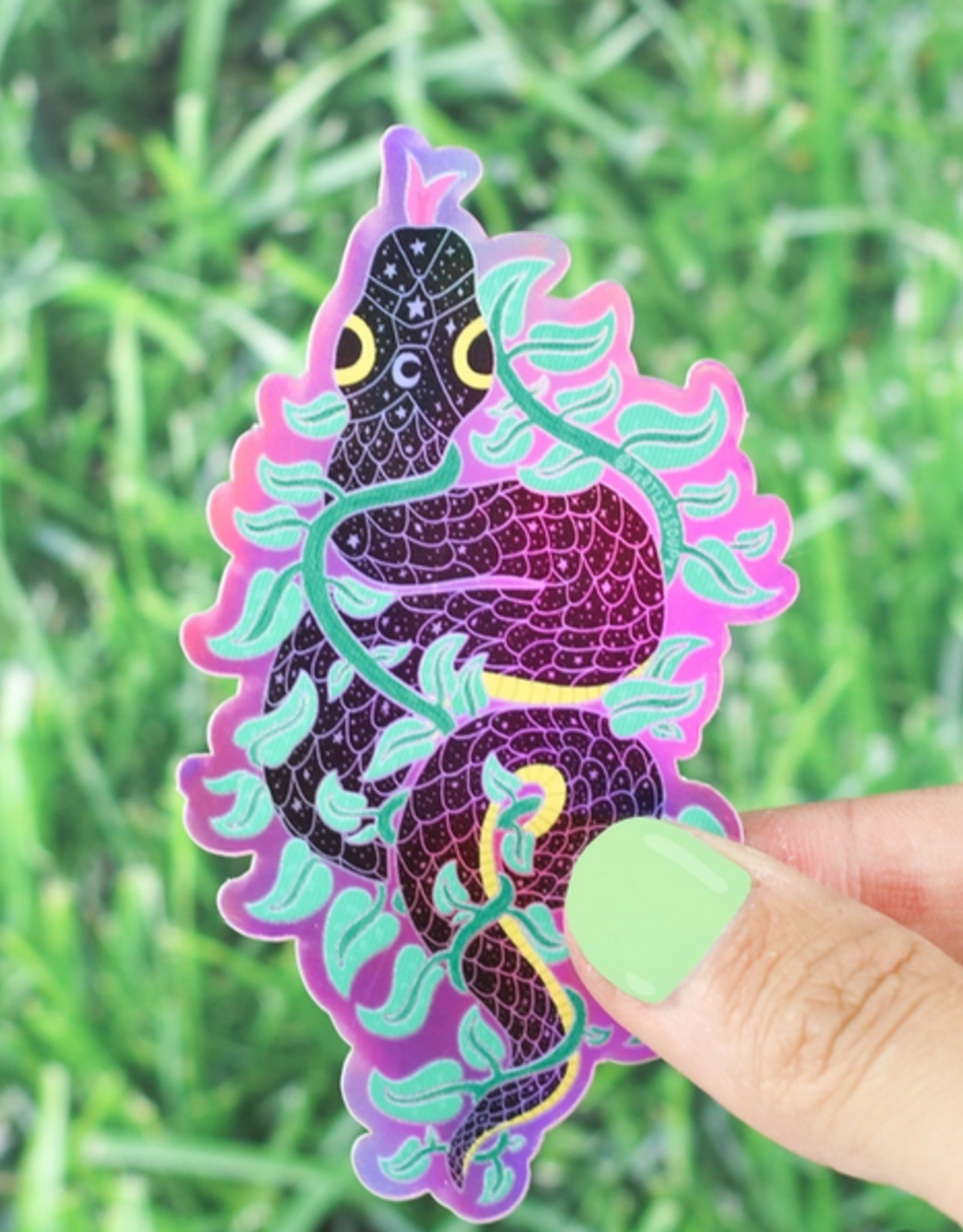 *Climbing Vine Snake Vinyl Sticker (Holographic)