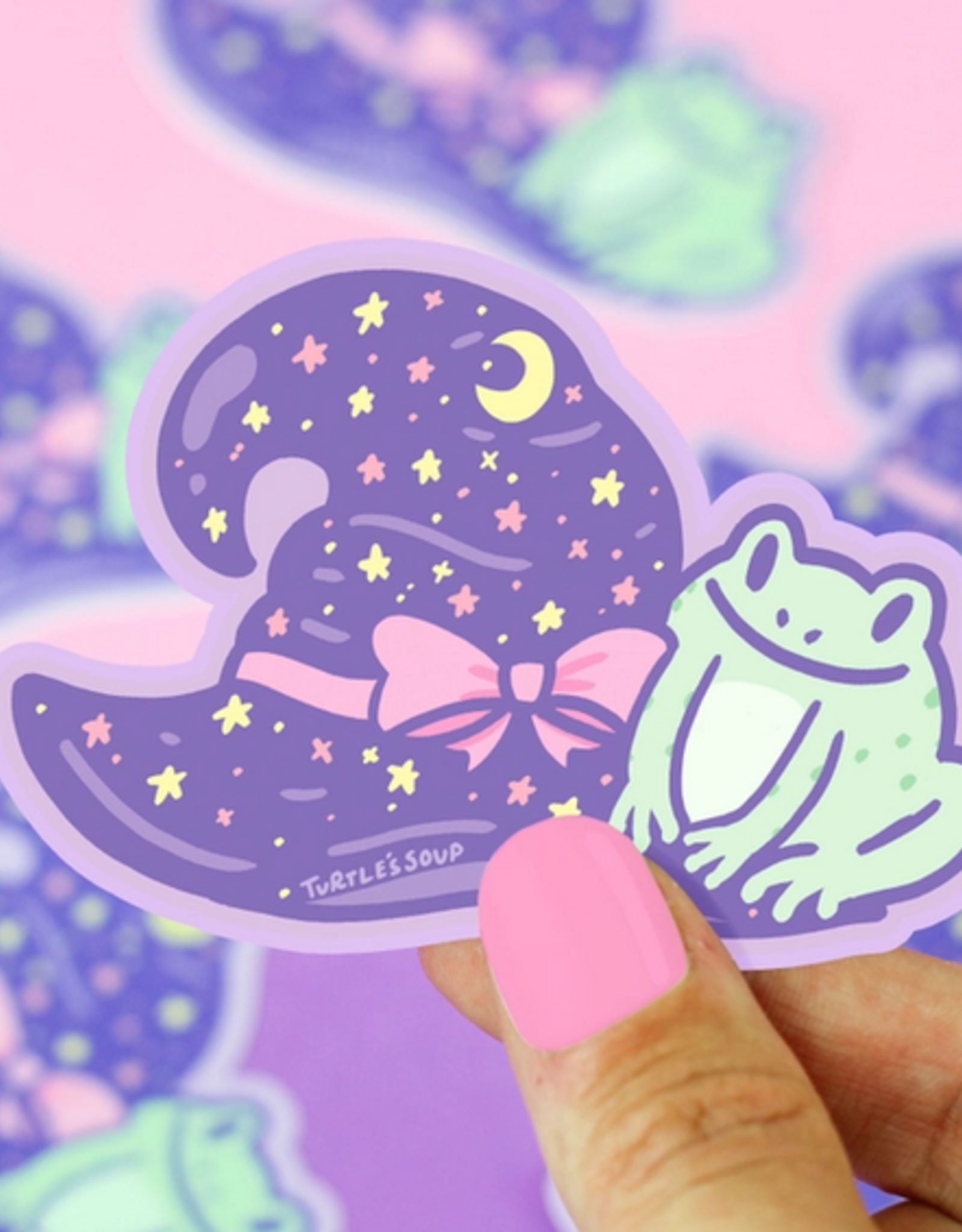 Turtle's Soup Witchy Frog Hat Halloween Vinyl Sticker