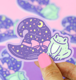 *Witchy Frog Hat Halloween Vinyl Sticker