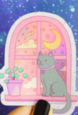 Turtle's Soup Magical Cat Moonlight Vinyl Sticker (Holographic)