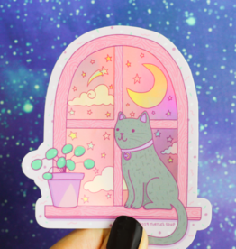 Magical Cat Moonlight Vinyl Sticker (Holographic)
