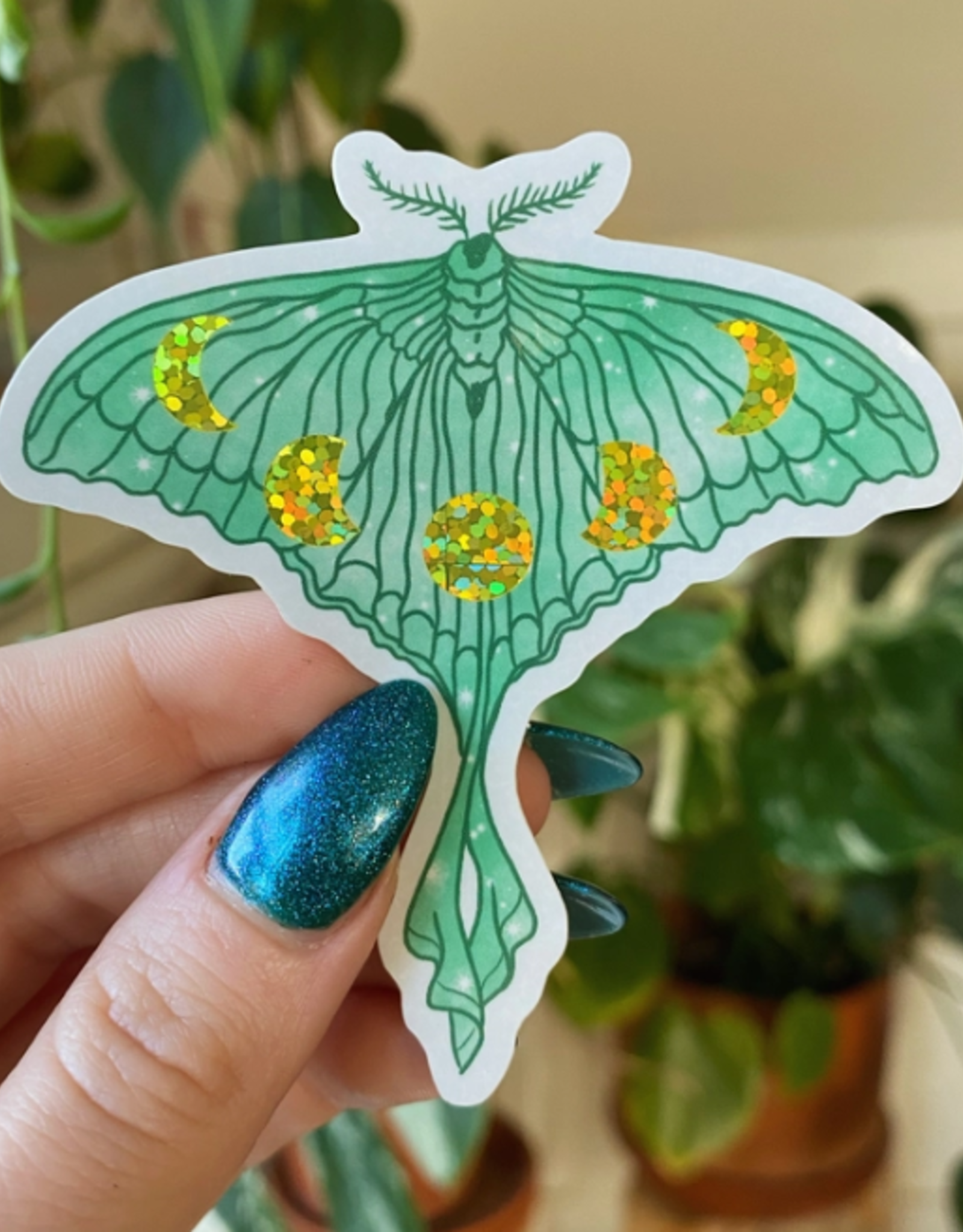 Glitter Luna Moth Sticker