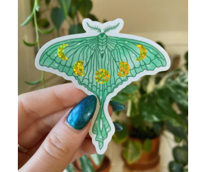 Glitter Luna Moth Sticker