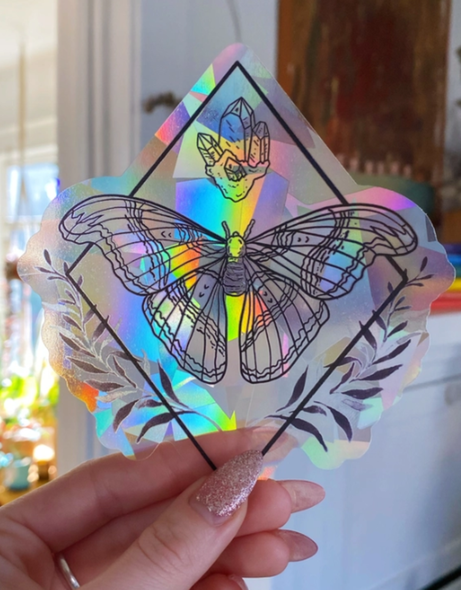 Luna Moth Sun Catcher Rainbow Maker Window Sticker – Botanical Bright - Add  a Little Beauty to Your Everyday, sun catcher sticker 