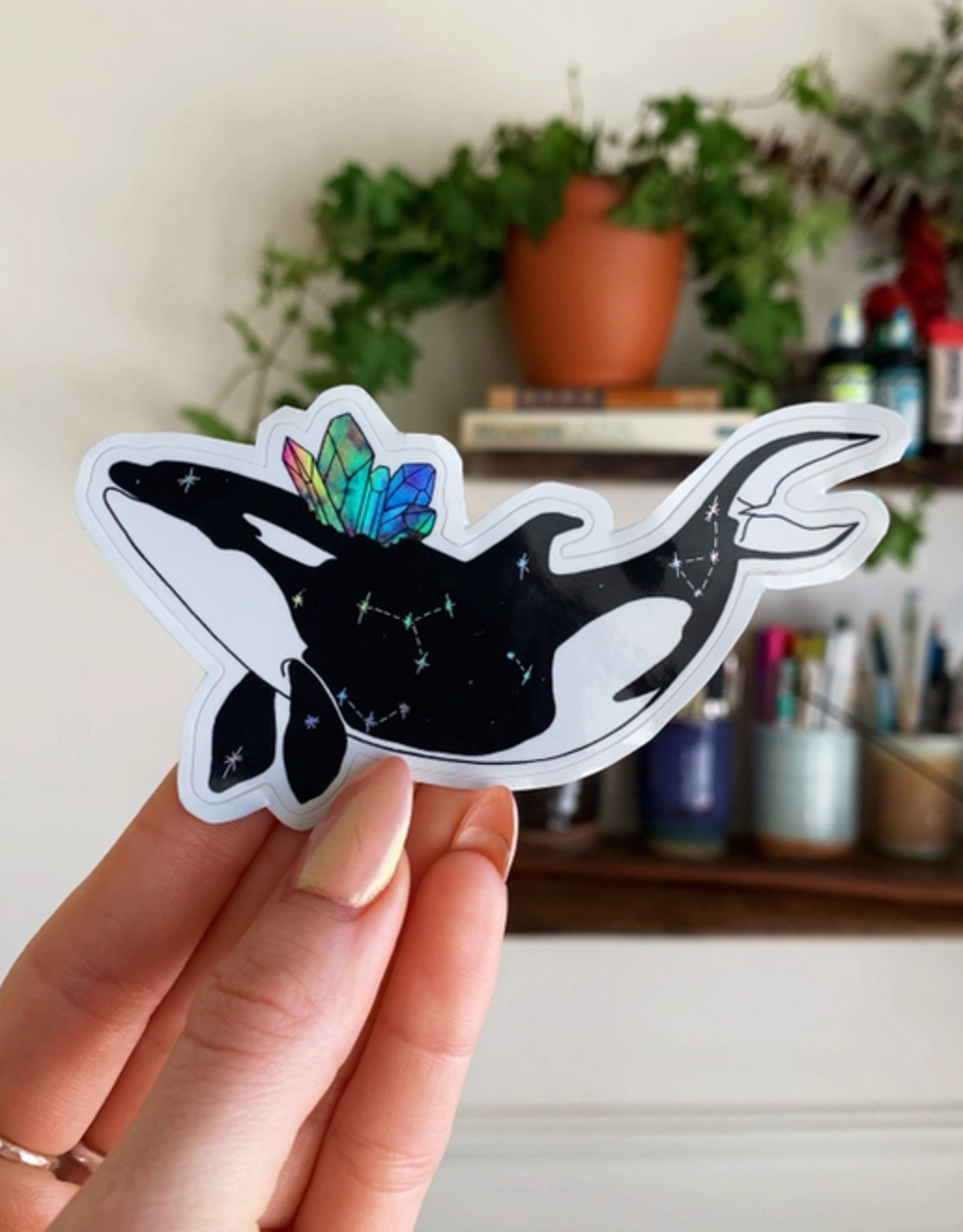 Jess Weymouth Orca Holographic Sticker