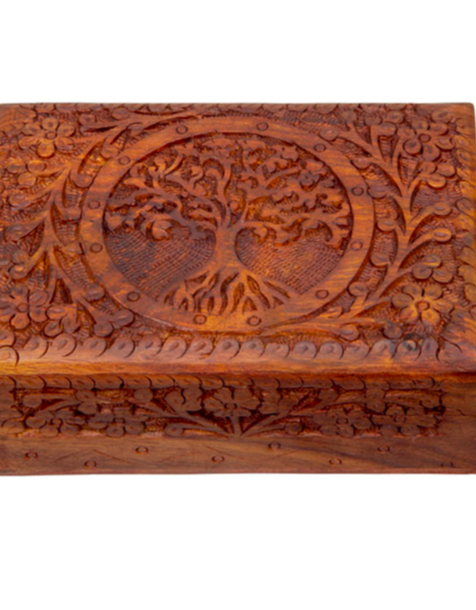 Wood Box - Tree of Life Carved 5x7"
