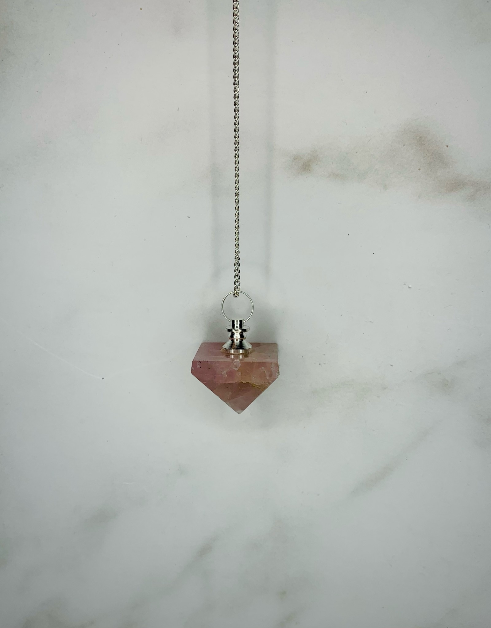 Capstone Esoterica Rose Quartz Half Octahedron Pendulum