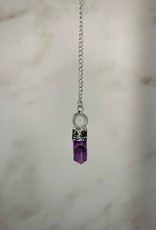 Capstone Esoterica Amethyst/Clear Quartz Silver Plated Pendulum