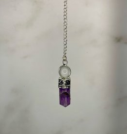 Capstone Esoterica Amethyst/Clear Quartz Silver Plated Pendulum