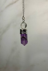 Capstone Esoterica Amethyst/Clear Quartz Silver Plated Pendulum