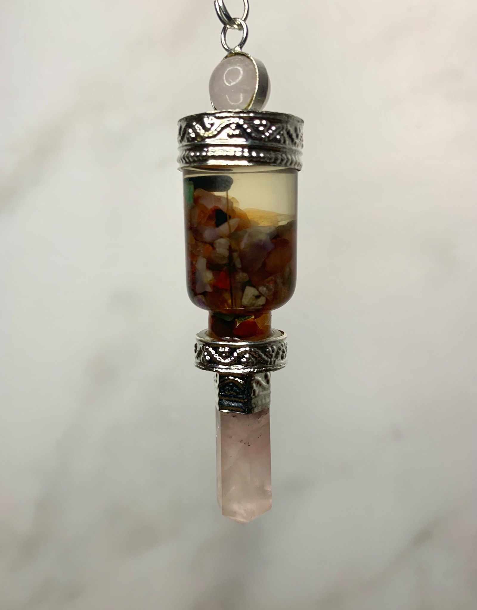 Capstone Esoterica Rose Quartz Gemstone Bottle Pendulum