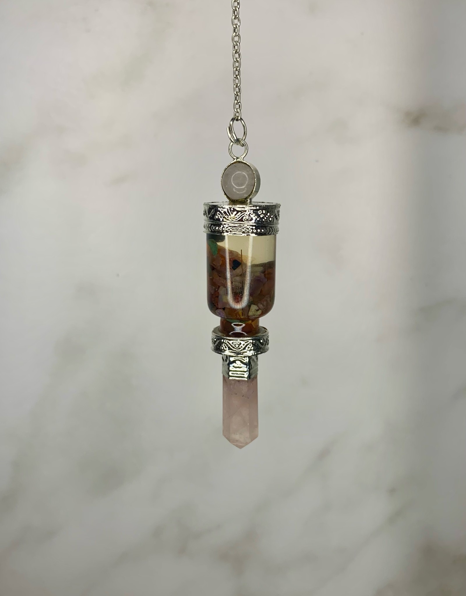 Capstone Esoterica Rose Quartz Gemstone Bottle Pendulum