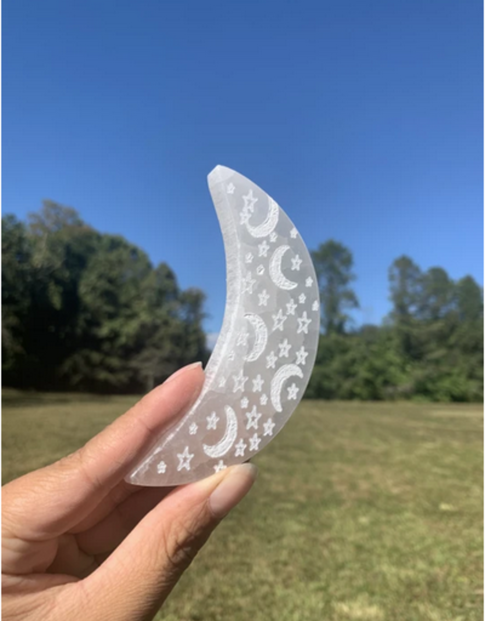 Engraved Selenite Moon