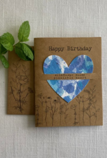 Birthday Wildflower Seed Heart Card - Blue Tie Dye