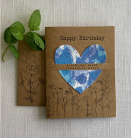 The Raven’s Edge Studio Birthday Wildflower Seed Heart Card - Blue Tie Dye