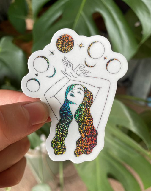 Holographic Glitter Magic Mushroom Vinyl Sticker - Becca