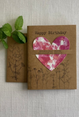 Birthday Wildflower Seed Heart Card - Red Tie Dye