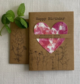 Birthday Wildflower Seed Heart Card - Red Tie Dye