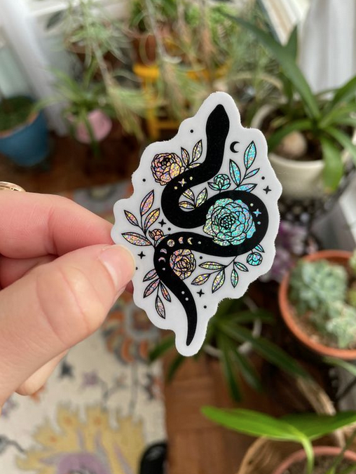 Holographic Glitter Magic Mushroom Vinyl Sticker - Becca