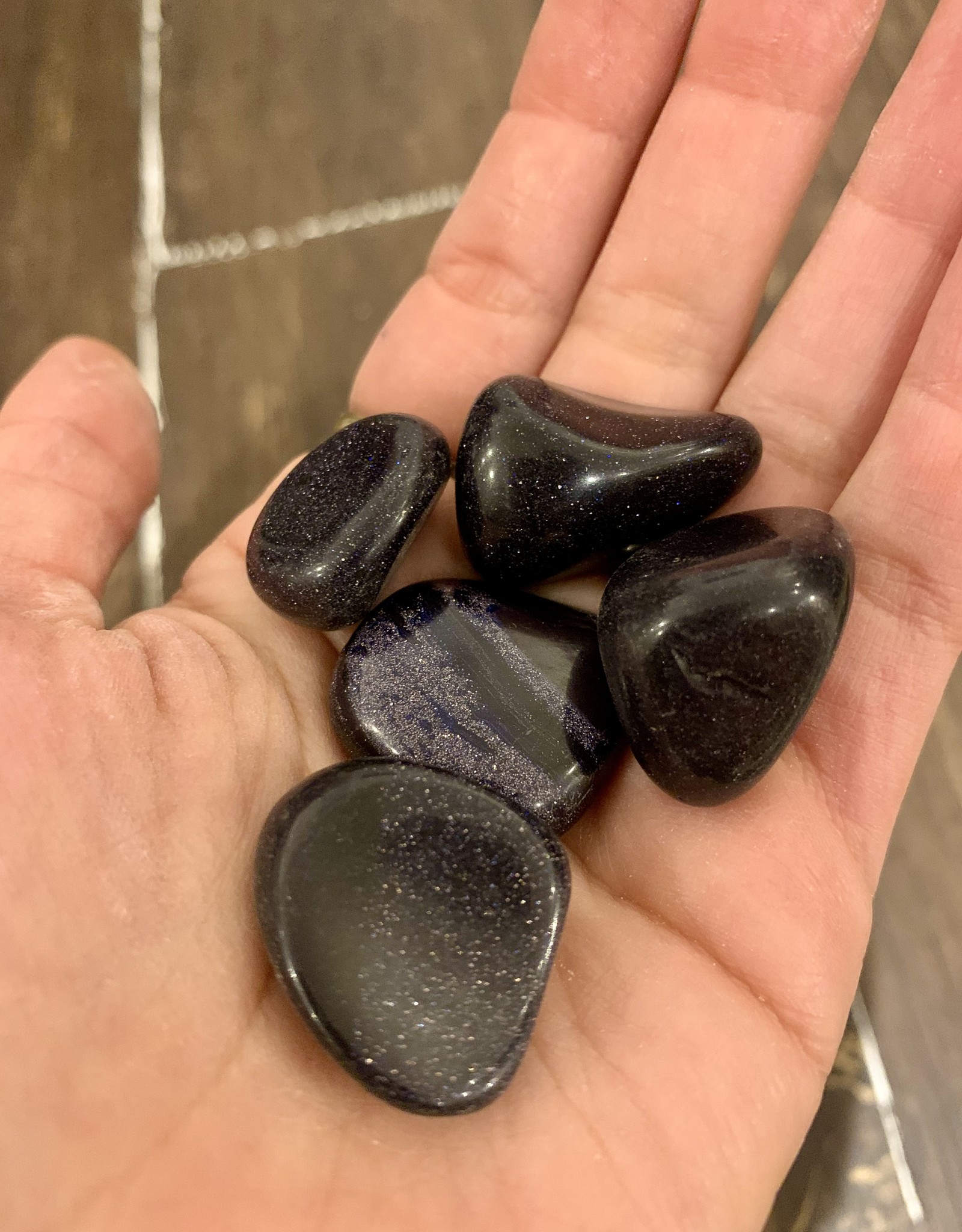 Blue Goldstone | 30-50MM | Merged Metal & Glass
