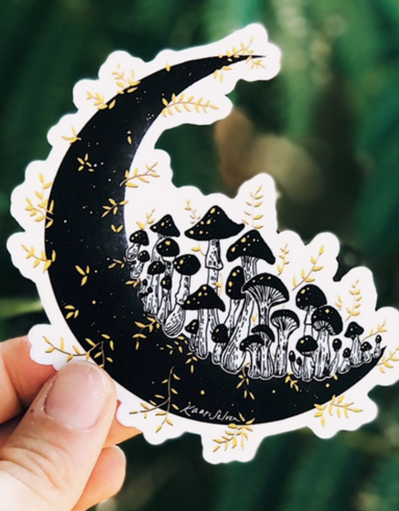 Kaari + Co Golden Mushroom Moon Sticker