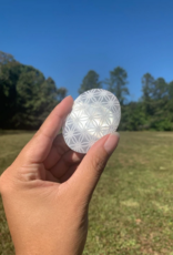 Selenite | Palmstone | Flower of Life Pattern | 65-70mm