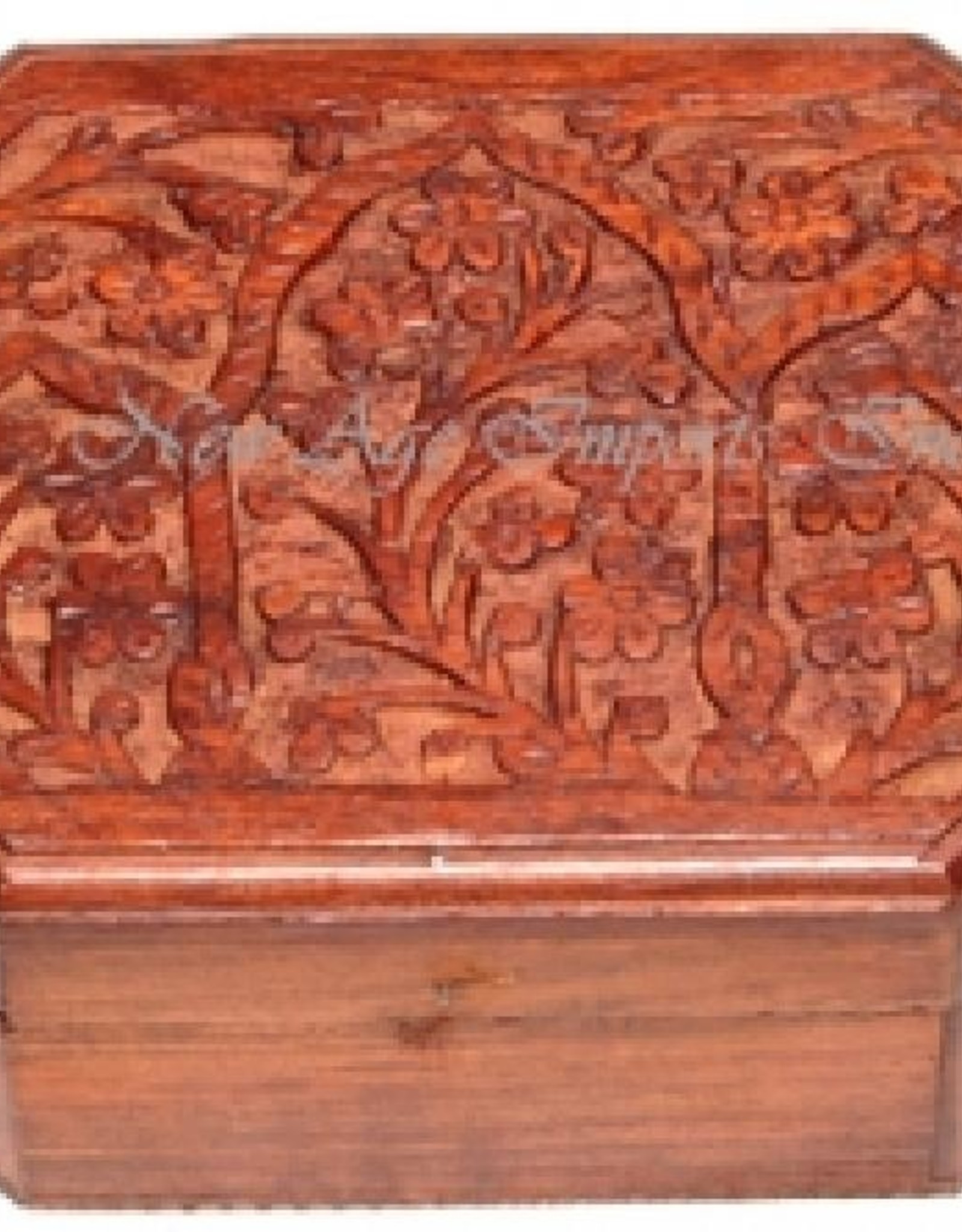 Wood Box - Floral Carved 4x6"