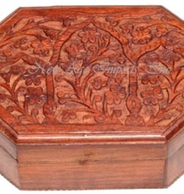 Wood Box - Floral Carved 4x6"