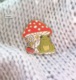 Frog and Mushroom Enamel Pin