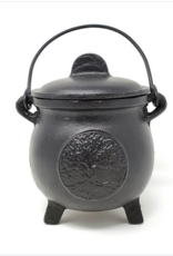 Cast Iron Cauldron - Tree of Life with Lid 8"H 5"W