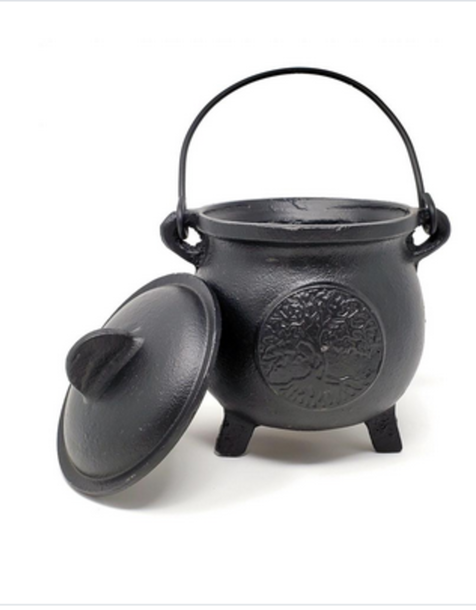 Cast Iron Cauldron - Tree of Life with Lid 8"H 5"W