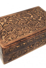 New Age Imports, Inc. Floral Carved Wooden Box 6x10"