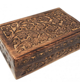 Floral Carved Wooden Box 6x10" (as seen on Twenty One Pilots)