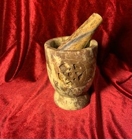 New Age Imports, Inc. *Mortar and Pestle Soapstone Pentacle Knot 3" - Tall