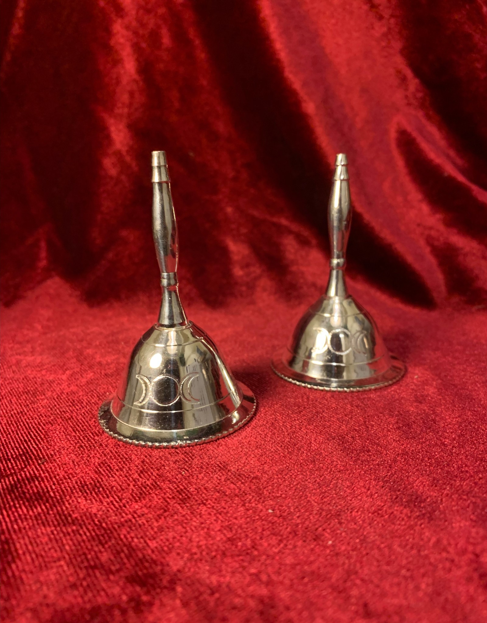 Bell - Triple Moon Silver Plated Altar 3"H