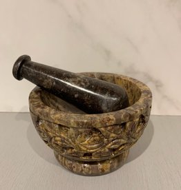 New Age Imports, Inc. *Mortar and Pestle  Soapstone Floral Carved