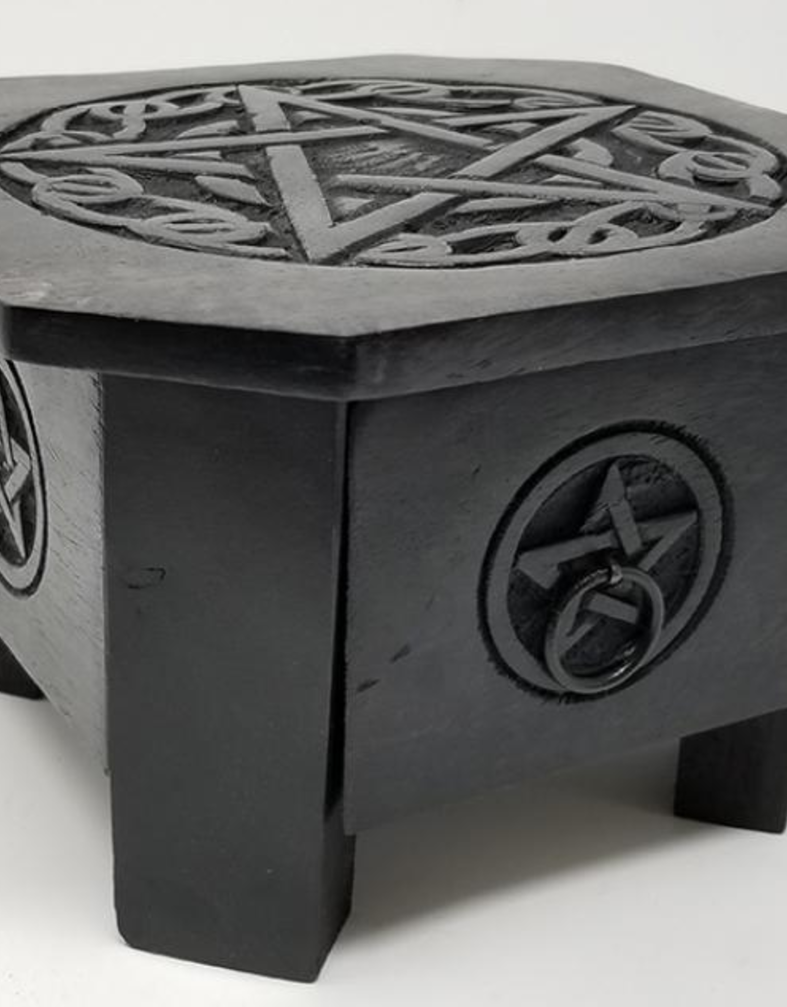 New Age Imports, Inc. Pentagram Wood Altar Table with Drawer 7.5" x 5" H