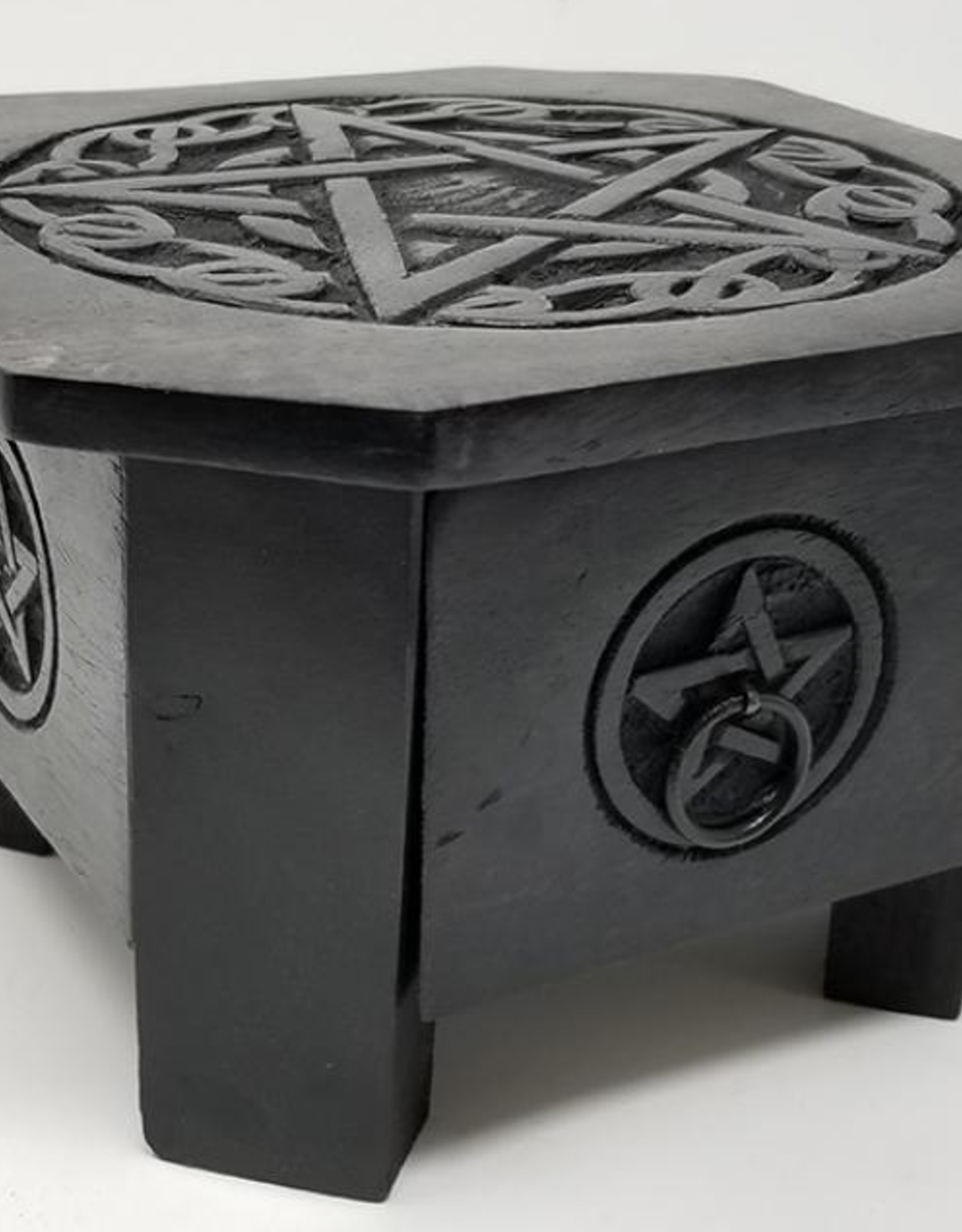 Pentagram Wood Altar Table with Drawer 7.5" x 5" H