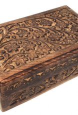 New Age Imports, Inc. Floral Carved wood Box 5x8"