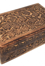 Wood Box - Floral Carved 5x8"