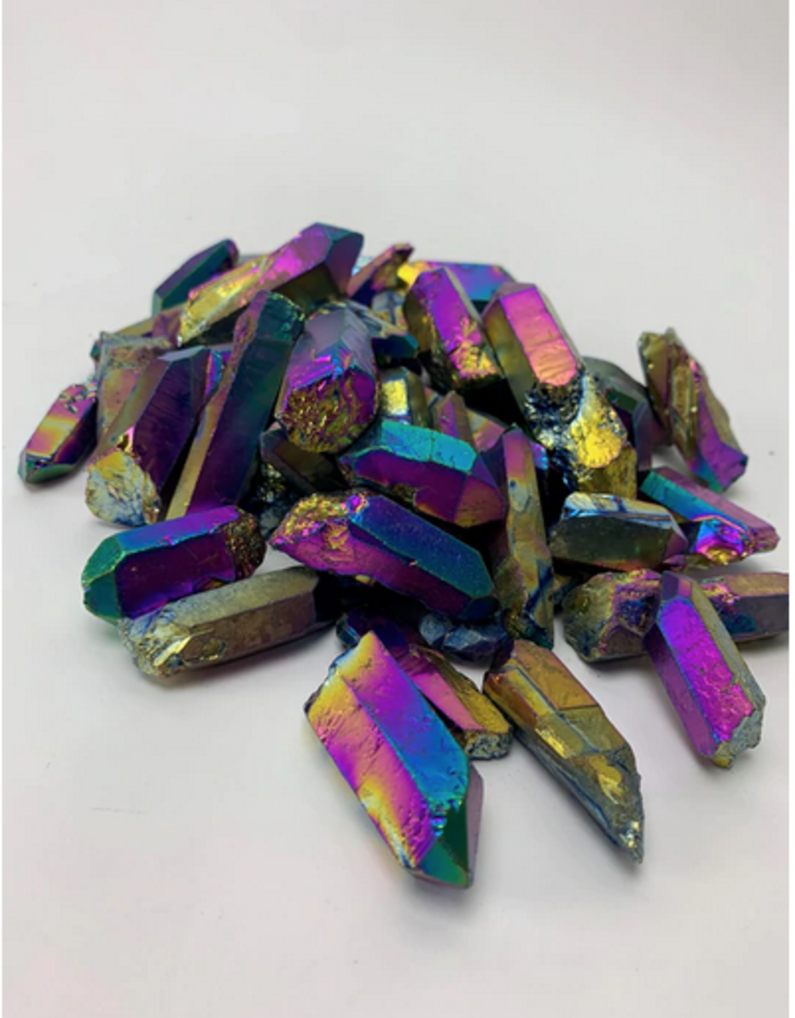 Rainbow Aura Rough Point | 35-60MM | Heat Treated Quartz