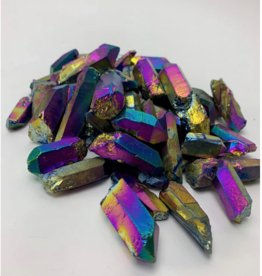 Rainbow Aura Rough Point | 35-60MM | Heat Treated Quartz